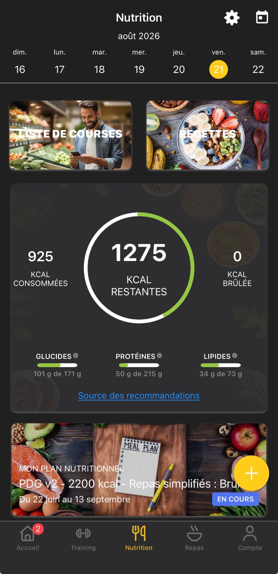 Ton suivi nutrition en temps réel